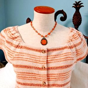 Madewell - Texture & Thread jacquard orange striped button down top